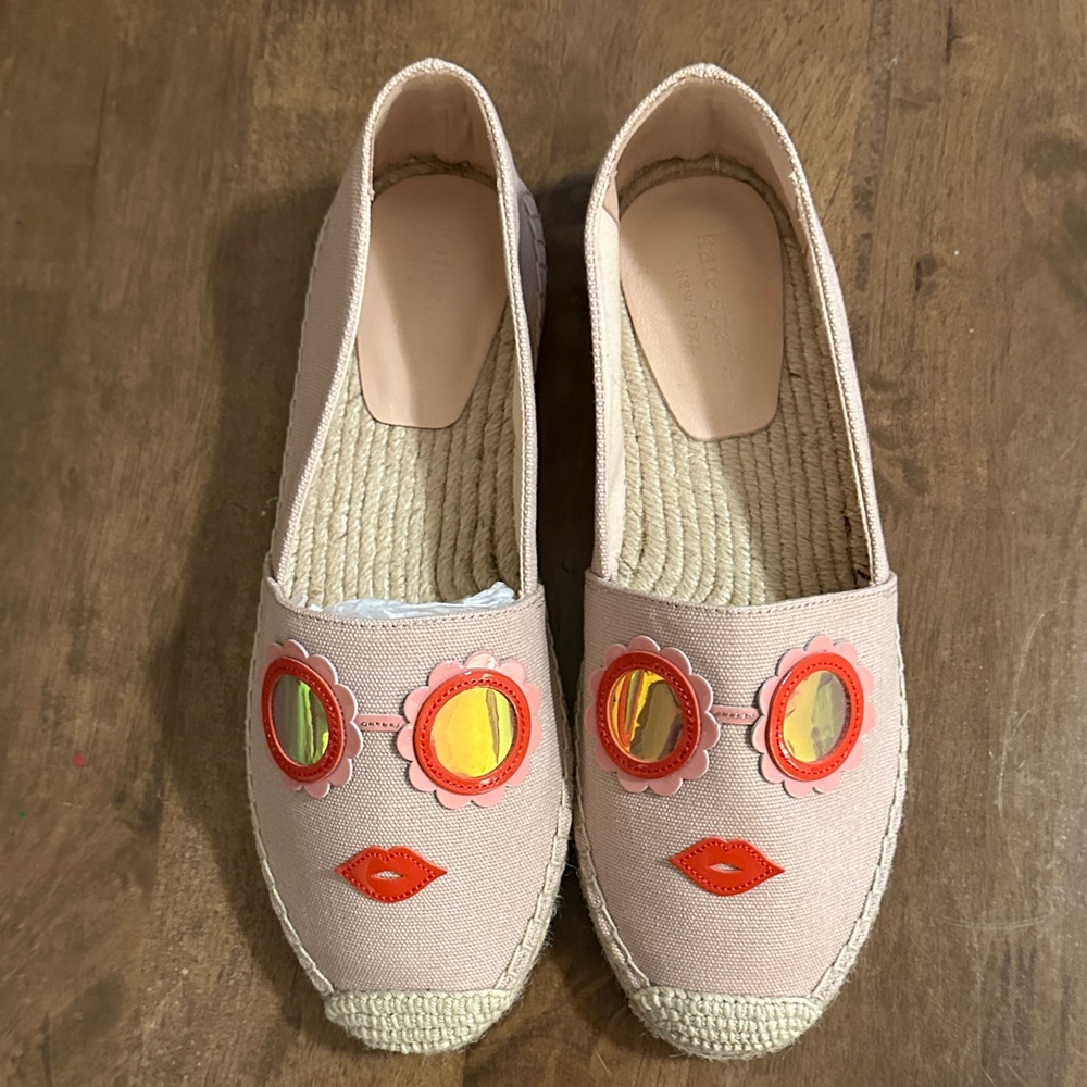 (NWOT) Kate Spade Beige Espadrilles with Orange and Red Details